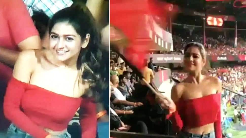 RCB fan Deepika Ghose became an overnight sensation after being spotted cheering for Virat Kohli's men in 2019. (Source: Twitter)