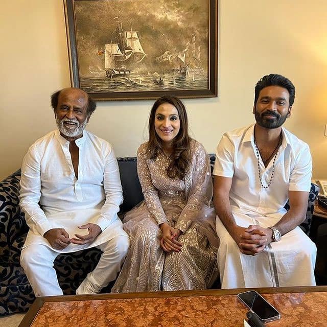 Dhanush-Aishwaryaa with Rajinikanth