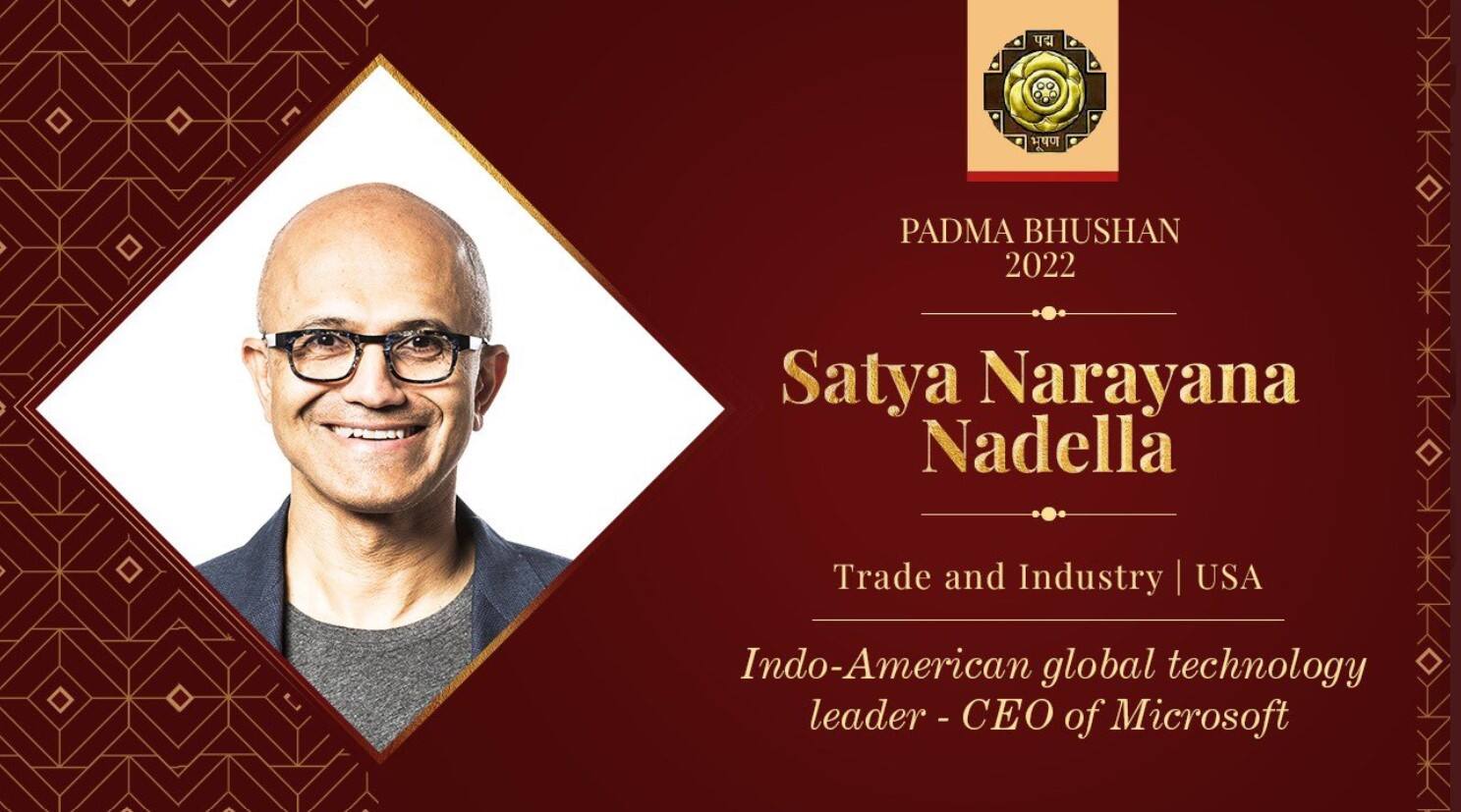 Satya Nadella awarded Padma Bhushan