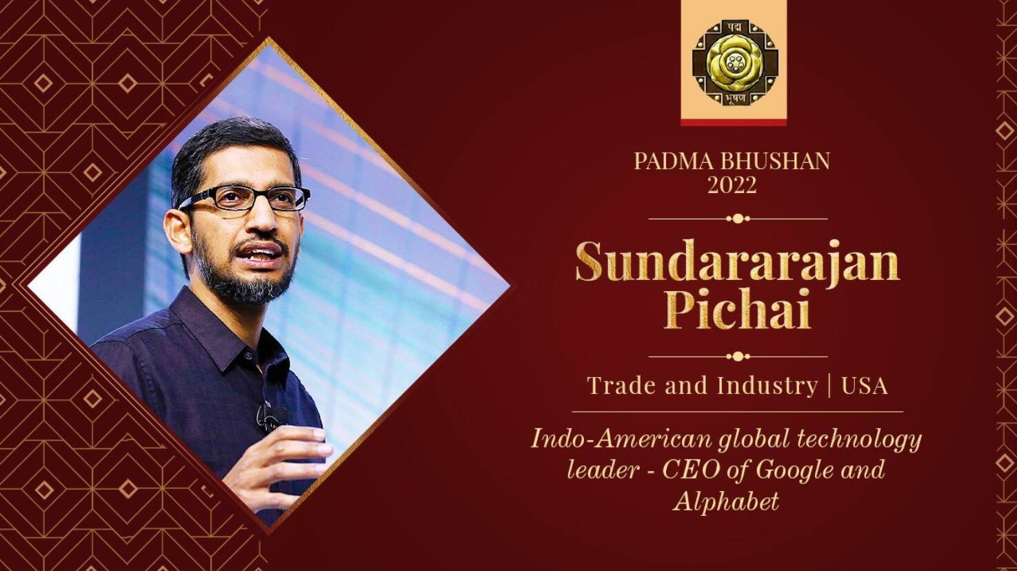 Sundar Pichai conferred Padma Bhushan