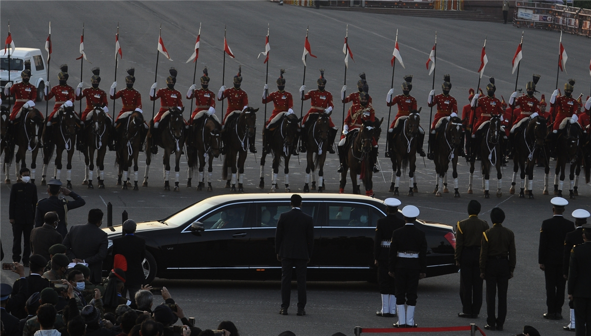 President's bodyguards during the final Beating Retreat Ceremony dress rehearsals 