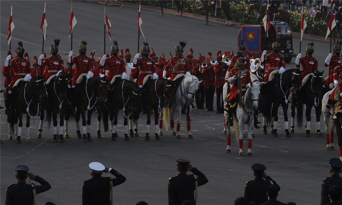 President's bodyguards during the full dress rehearsal for Beating Retreat ceremony