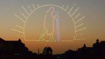 1000 drones in the sky during Beating Retreat ceremony