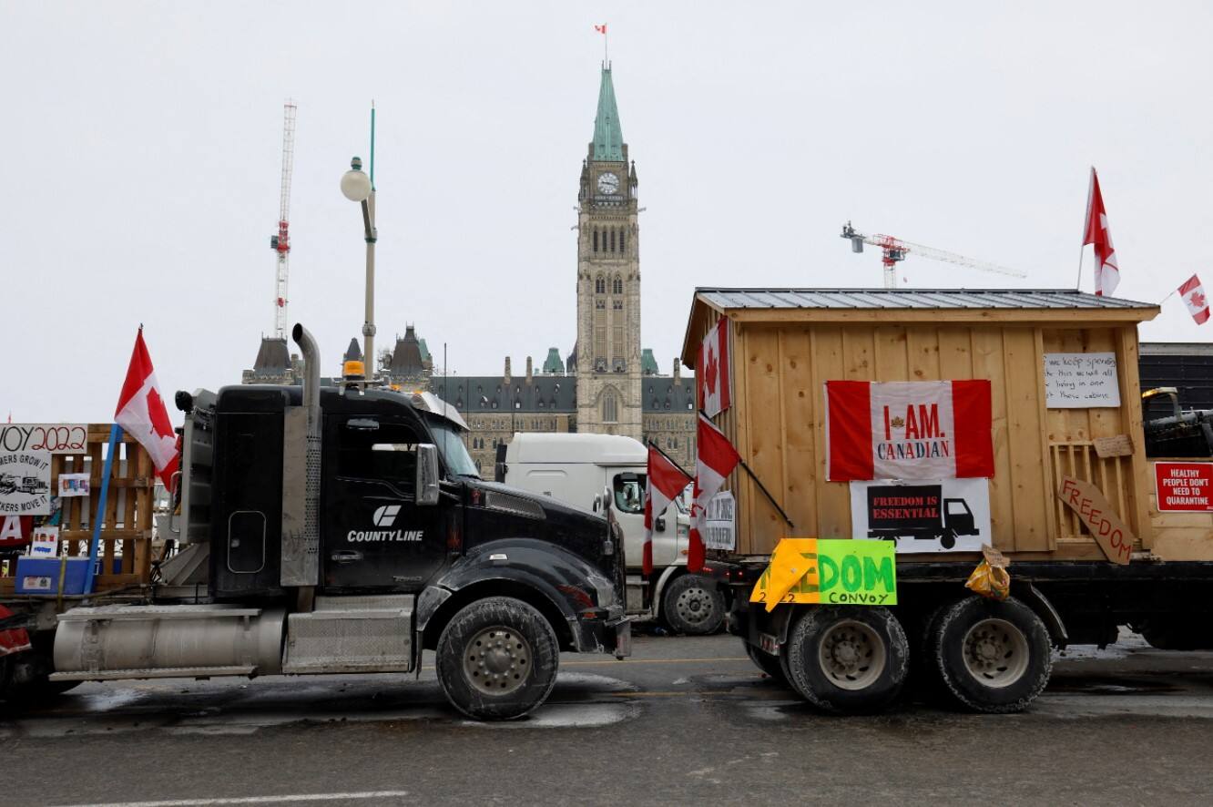 Dozens of trucks have jammed up the Canadian capital Ottawa