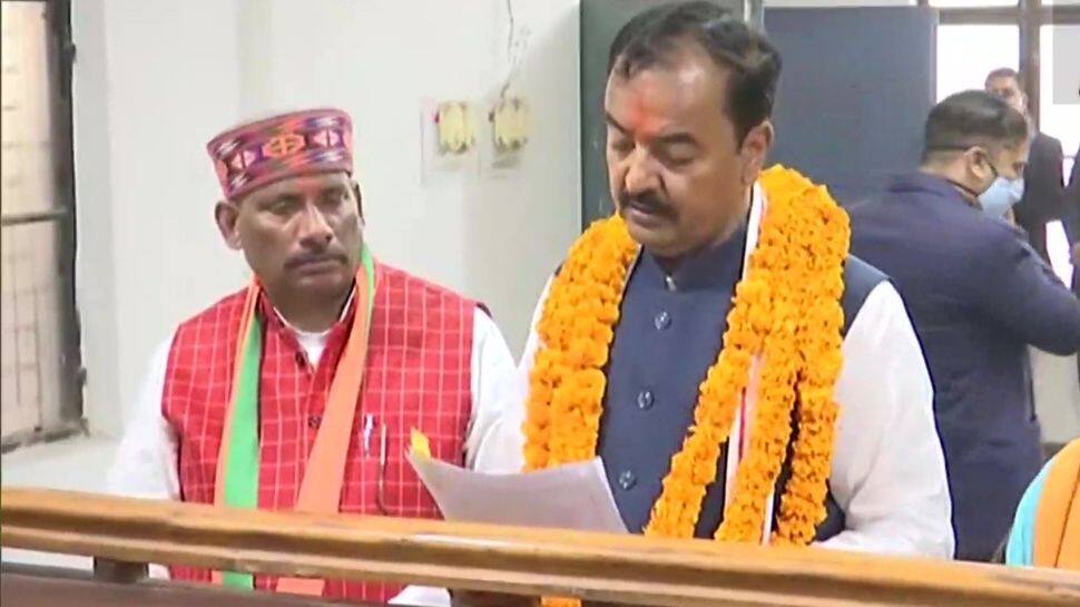 UP Assembly Polls: Dy CM KP Maurya files nomination from Sirathu in presence of JP Nadda