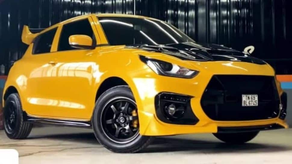 This modified Suzuki Swift looks stunning with its yellow-black exterior, check pics