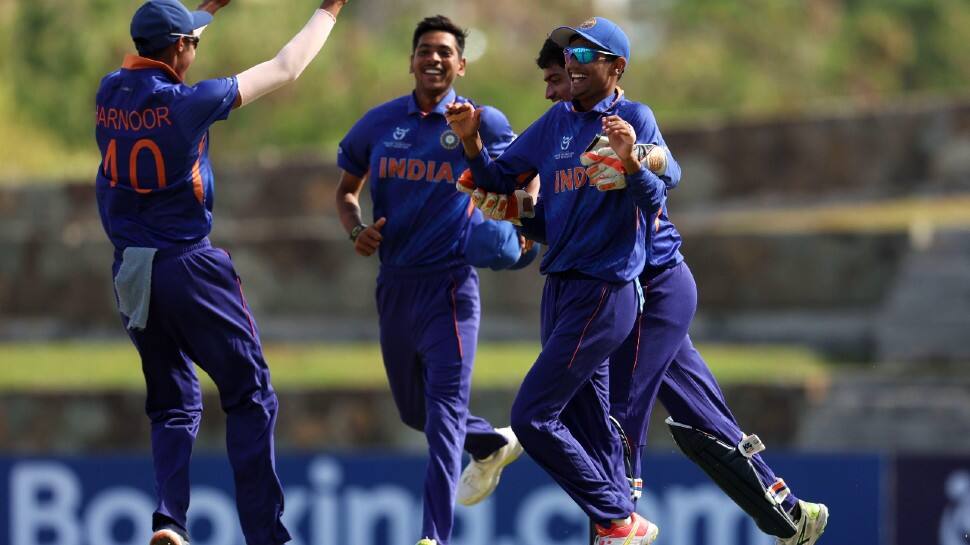 Brilliant century by skipper Yash Dhull and 94 by Shaik Rasheed set up India U19 team's 96-run win over Australia U19. India posted 290/5 after batting first and then restricted the Aussies to just 194 in reply in the semifinal. (Photo: ICC)