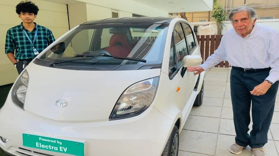 Ratan Tata drives modified Nano EV, shares his insights on electric vehicles - In Pics