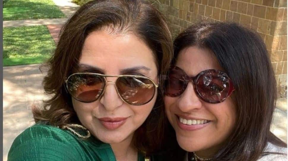 &#039;Aaj hamare bhai ki shaadi hai&#039;: Farah Khan poses with Zoya Akhtar at Farhan-Shibani wedding