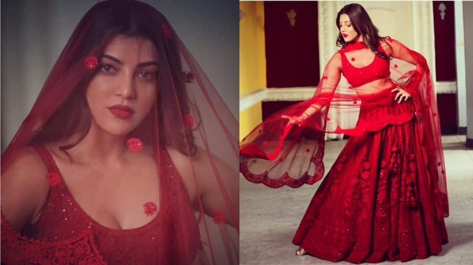 Kajal Aggarwal thanks fans for 21 million followers in beautiful red lehenga