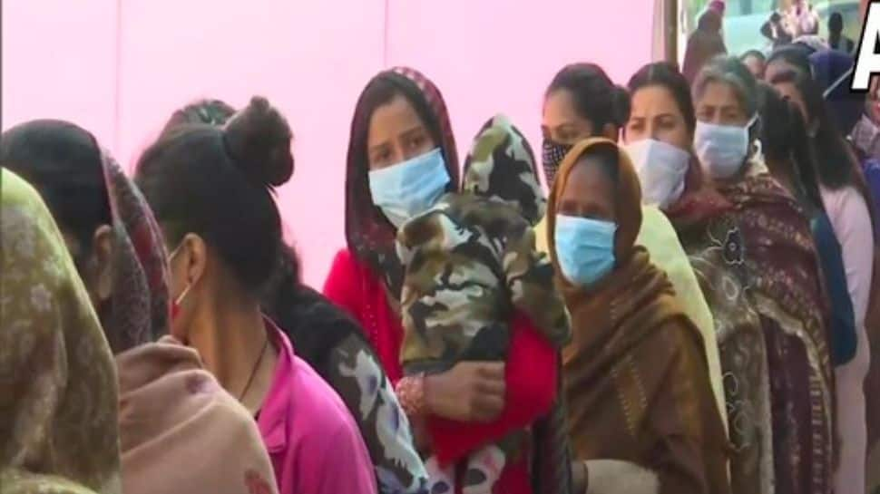 Pink polling booth set up in Moga