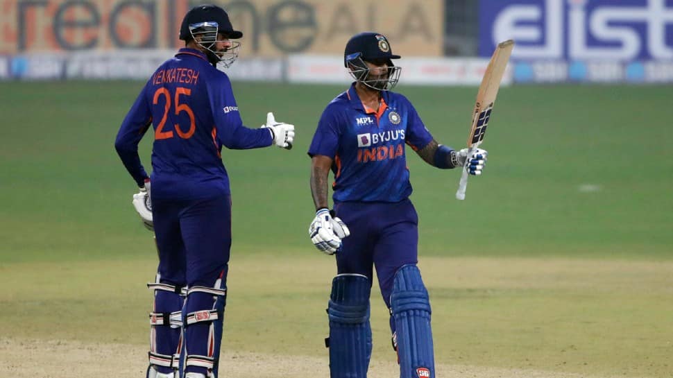 Suryakumar Yadav and Venkatesh Iyer recorded the highest fifth-wicket partnership (91) for India against West Indies in T20Is. The previous best (76) was by Iyer with Rishabh Pant in the ongoing series. (Photo: ANI)