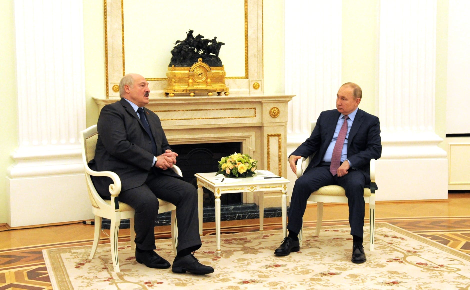 Belarus' Alexander Lukashenko with Putin on February 18