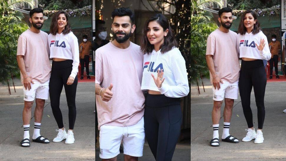 Anushka Sharma And Hubby Virat Kohli Pose For Shutterbugs At Mehboob 