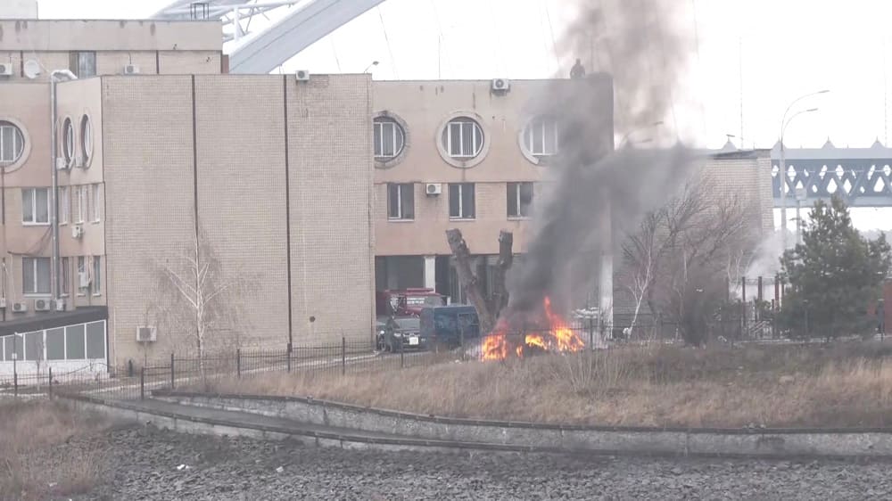 Smoke seen over Ukrainian Defence Ministry unit after missile attacks