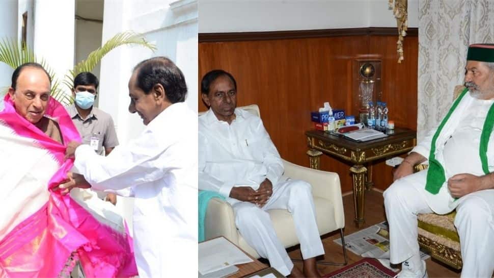 Telangana CM K Chandrasekhar Rao meets Rakesh Tikait, Subramanian Swamy in Delhi