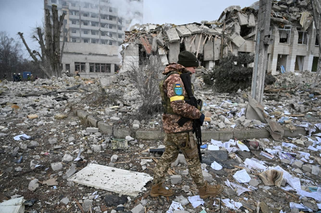 Destroyed school building in Zhytomyr