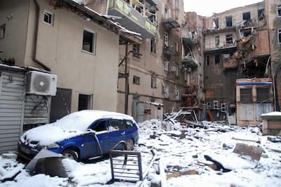 Damaged buildings in Kharkiv