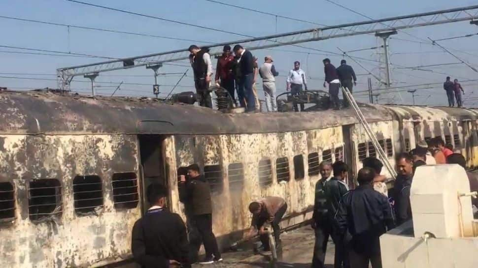 Watch: Passengers push burning train after it catches fire near Meerut