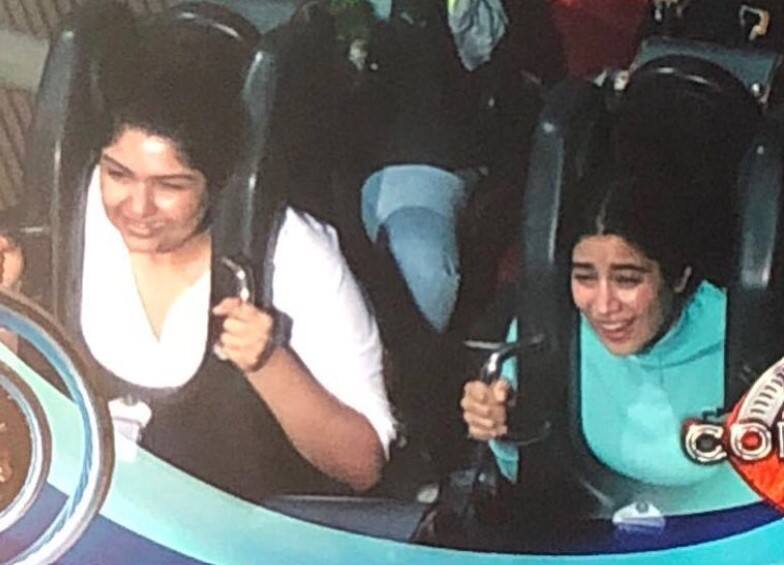 Janhvi and Anshula Kapoor enjoy a rollercoaster ride