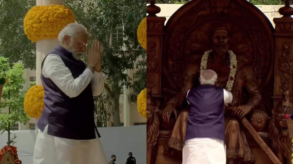 PM Modi unveils 9.5-feet tall Chhatrapati Shivaji Maharaj&#039;s statue in Pune