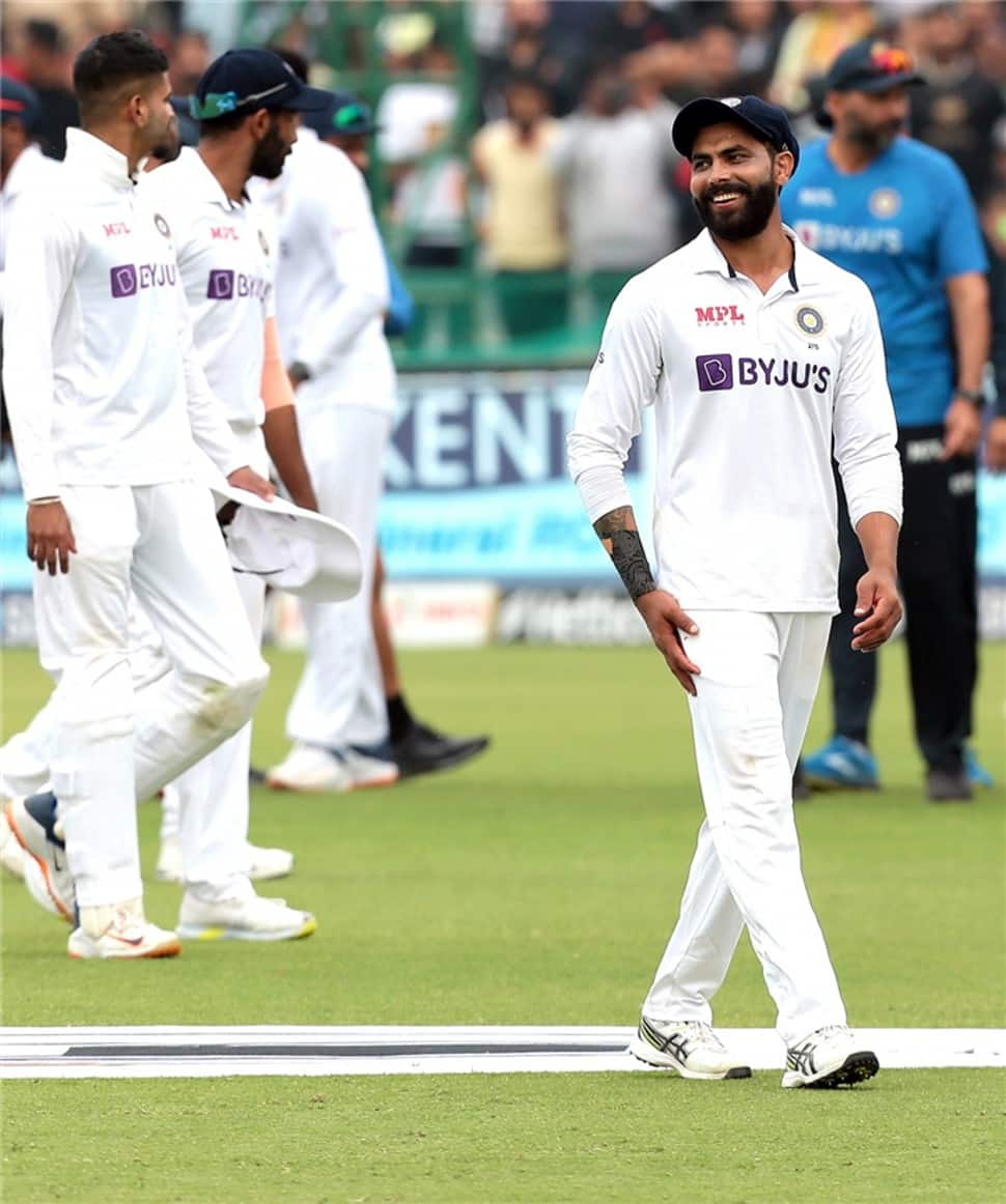 Ravindra Jadeja became the fourth Indian player to score a century and pick five wickets in the same Test. Vinoo Mankad achieved the feat against England in 1952 and Polly Umrigar against West Indies in 1962. Ravichandran Ashwin has scripted the milestone thrice. (Photo: IANS)