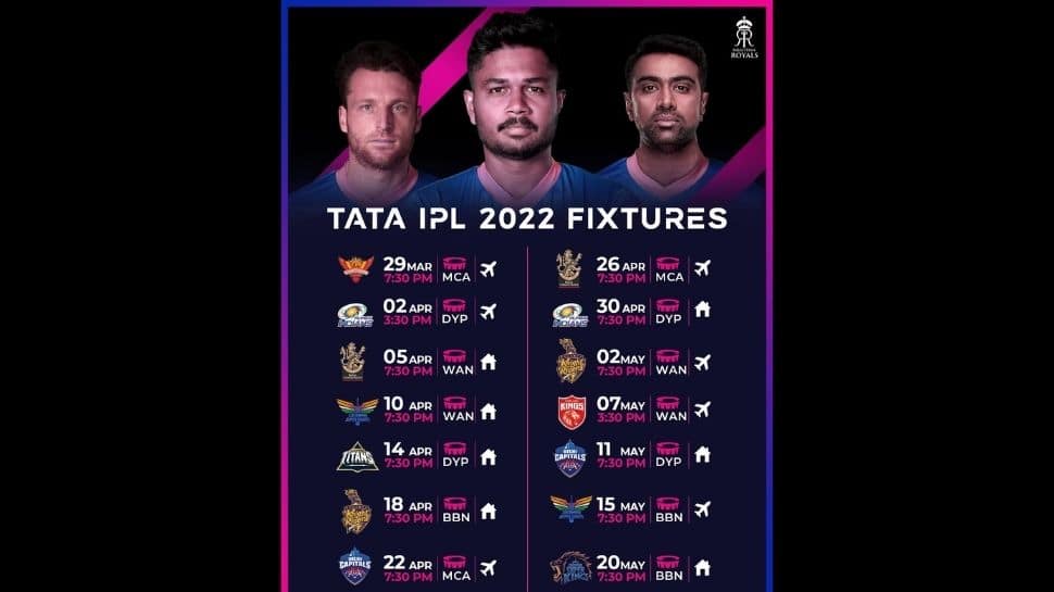 IPL 2022 Schedule: Rajasthan Royals Time Table, match timings, date, venues and RR full squad here