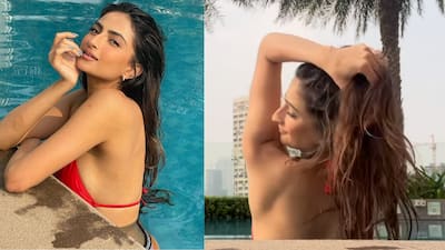Palak Tiwari takes dip in a pool in red hot bikini