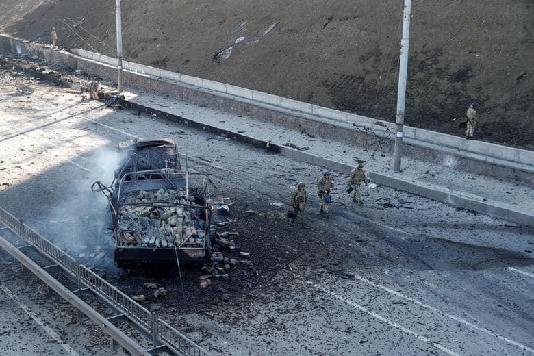 Damaged vehicle in Kyiv