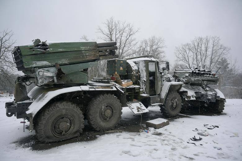 A destroyed Russian Army all-terrain infantry mobility vehicle Tigr-M (Tiger) in Kharkiv