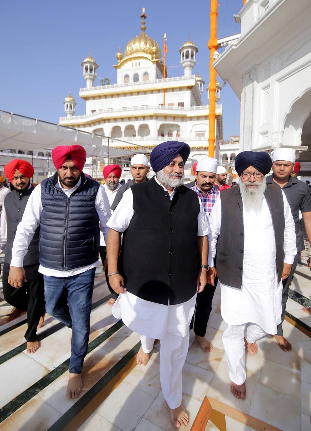 Sukhbir Singh Badal arrives at Golden Temple aheag of vote counting day