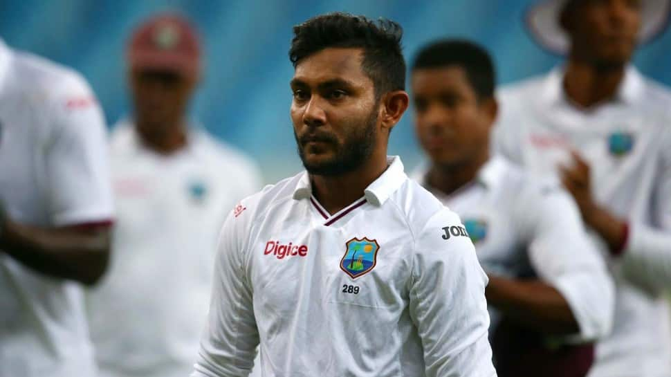 West Indian leg-spinner Devendra Bishoo has the best figures by a bowler in Pink Ball Tests. Bishoo scalped 8/49 against Pakistan in Dubai in 2016. (Source: Twitter)