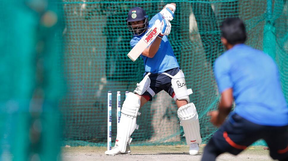 Former India captain Virat Kohli bats in the nets in Bengaluru ahead of India vs Sri Lanka Pink Ball Test. Kohli is the only Indian batter to score a hundred in Pink Ball Test, 136 vs Bangladesh in Kolkata. (Source: Twitter)