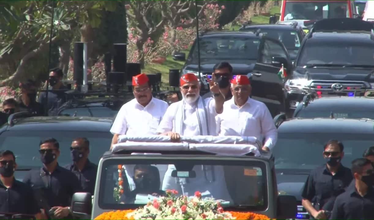 PM Narendra Modi holds roadshow in Gujarat after UP victory