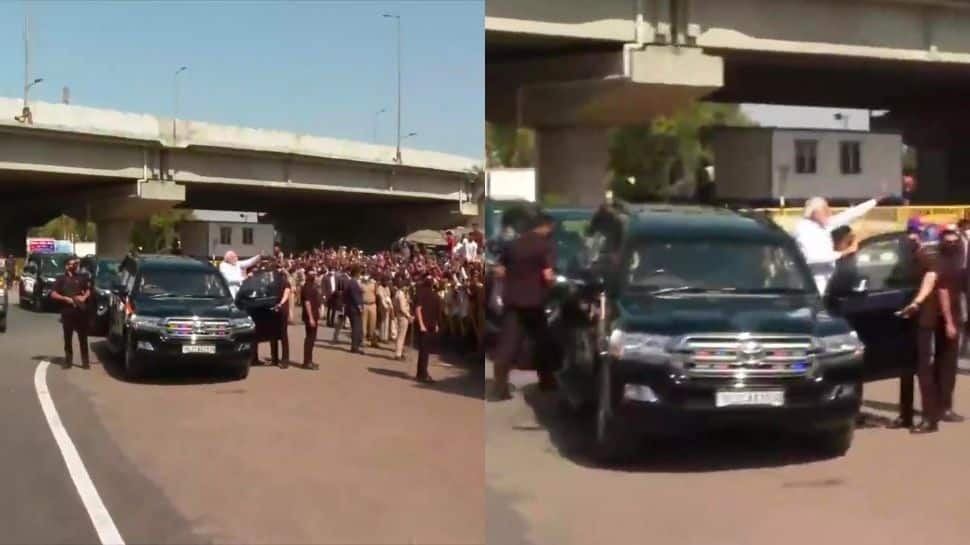 PM Narendra Modi holds roadshow in Gandhinagar on day 2 of Gujarat visit