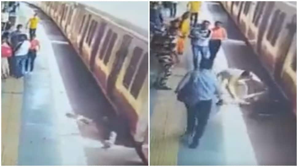 Man falls from moving train; RPF constable's quick action saves his life- Watch