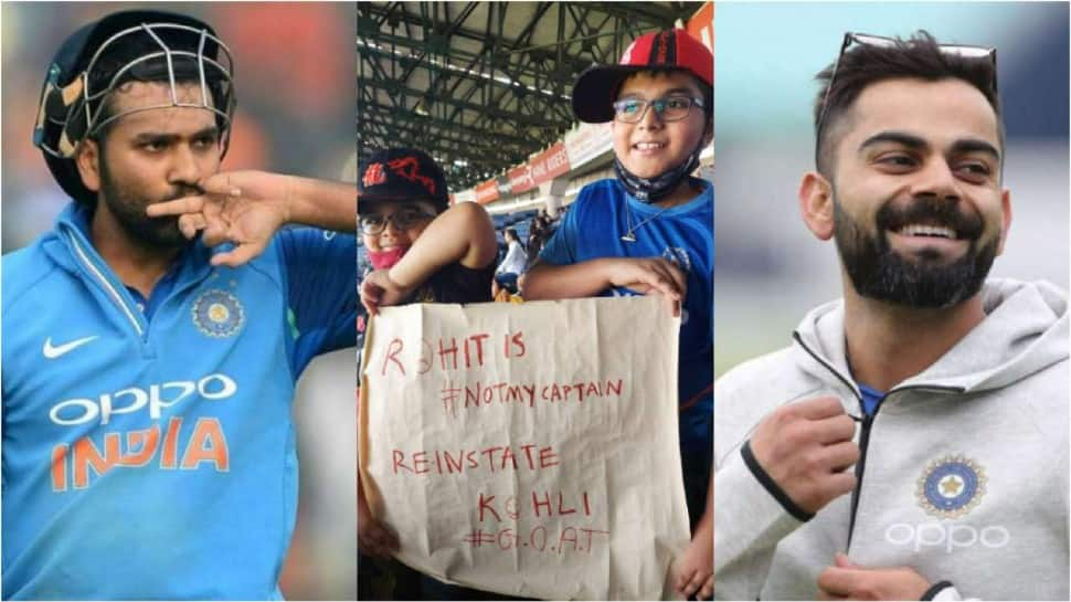 &#039;Rohit is not my captain, reinstate Kohli&#039;: Young fans hold special poster for Virat during IND vs SL 2nd Test, see VIRAL pic