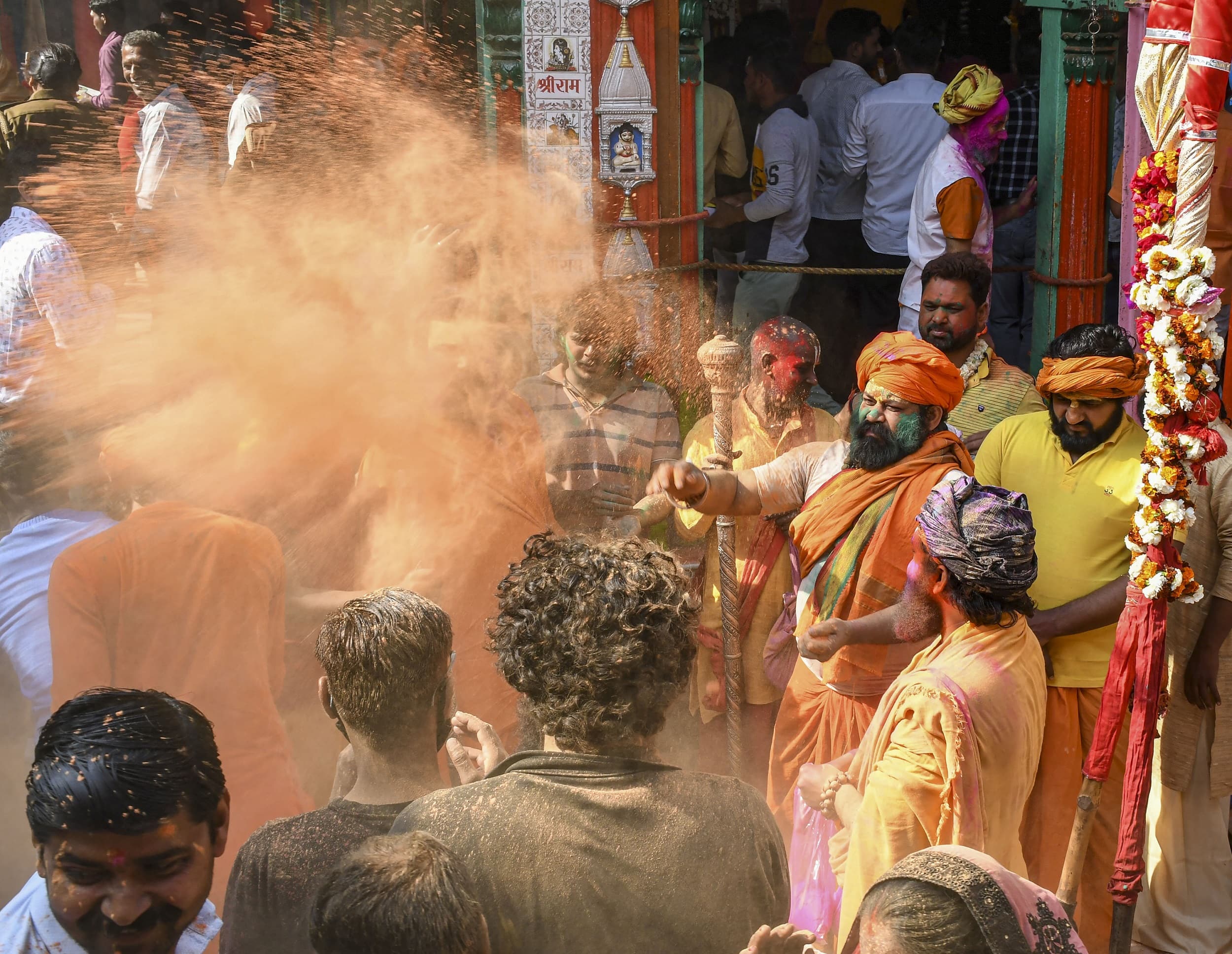 Saints celebrate Holi in Ayodhya
