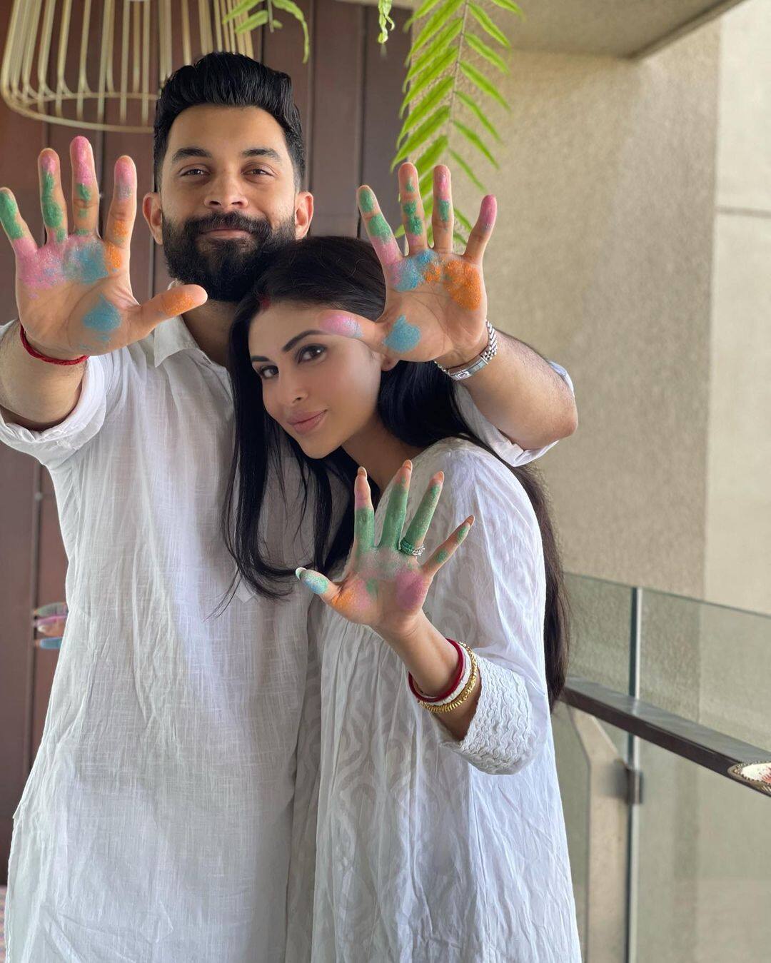 'Our first' writes Mouni as she celebrates first Holi post wedding