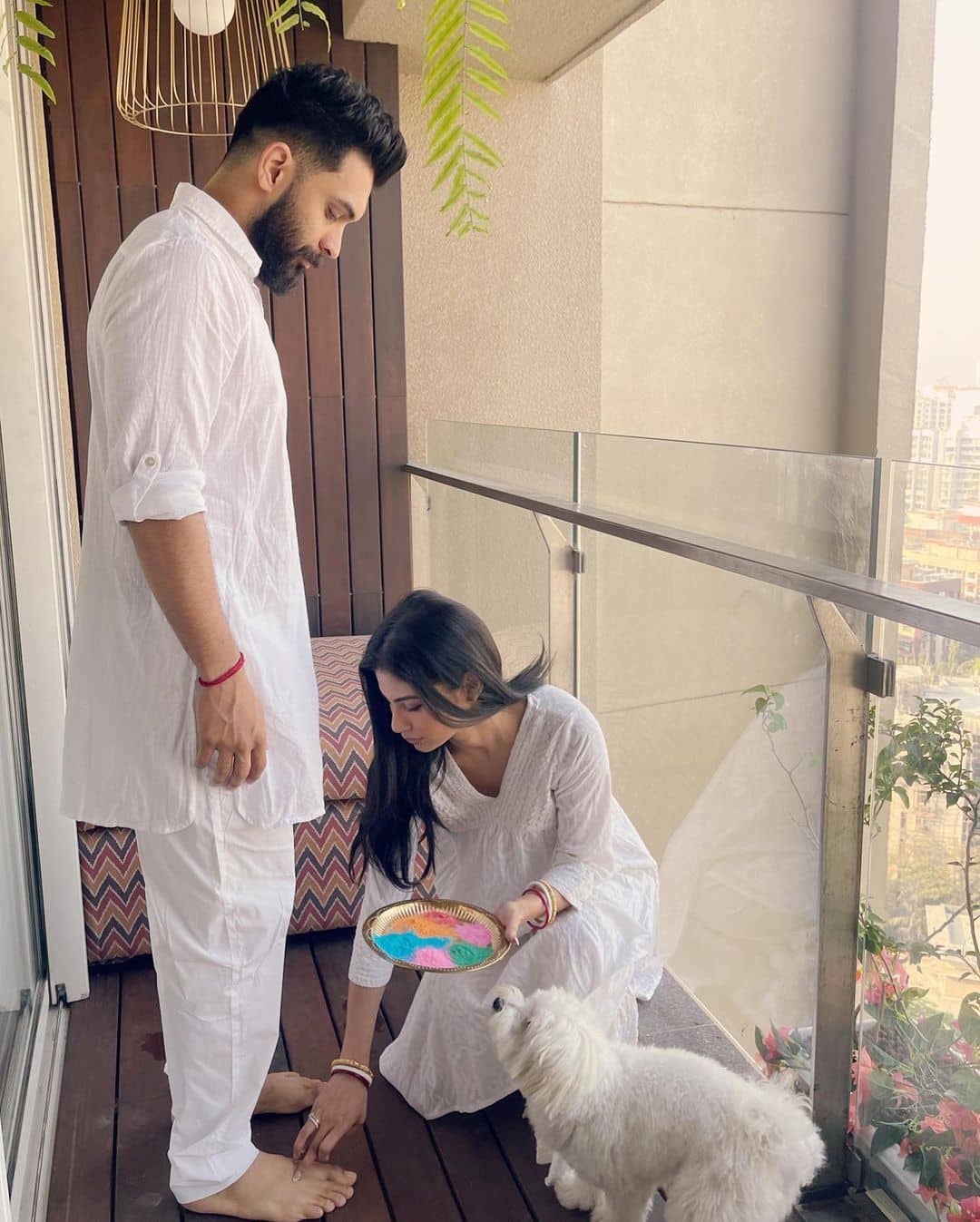 Mouni and Suraj look beautiful in white outfits