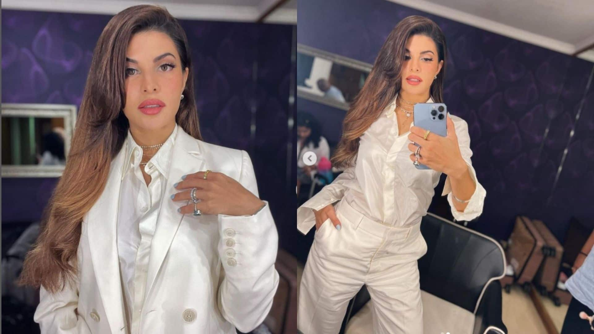 Jacqueline Fernandez looks like a vision in white as she promotes her upcoming film &#039;Attack&#039;