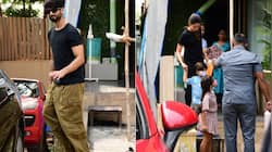 Shahid twins with wife Mira Rajput in black as they step out with kids: PICS