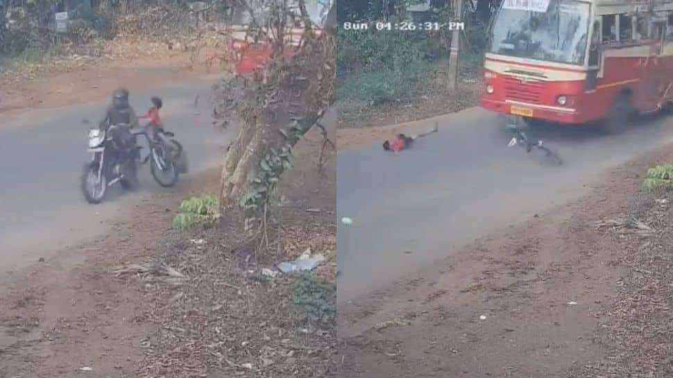 9-year-old&#039;s miraculous escape from road accident caught on CCTV- Watch jaw-dropping video