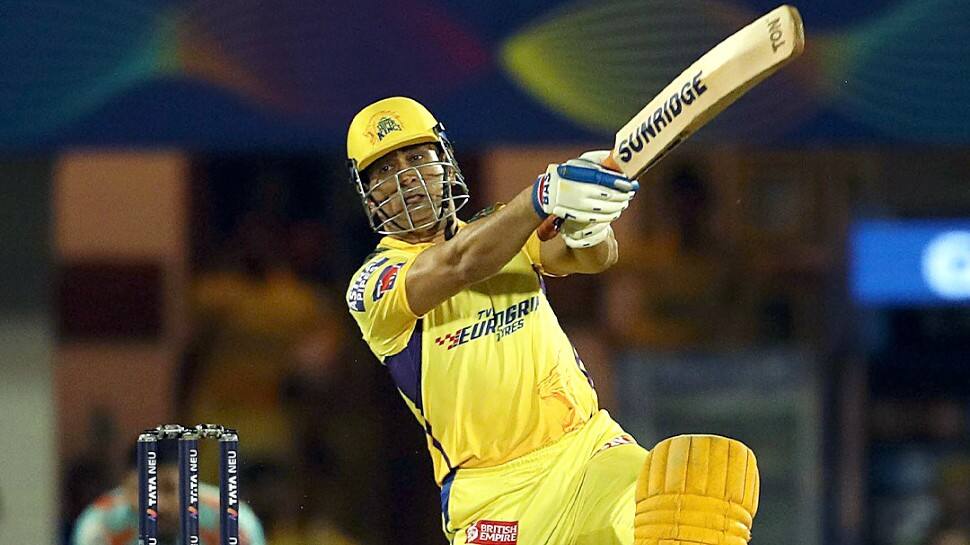 Former CSK captain MS Dhoni en route to scoring an unbeaten 16 against Lucknow Super Giants in their IPL 2022 match. Dhoni completed the landmark of 7000 runs in T20s. He became the sixth Indian player to achieve the feat. (Photo: ANI)