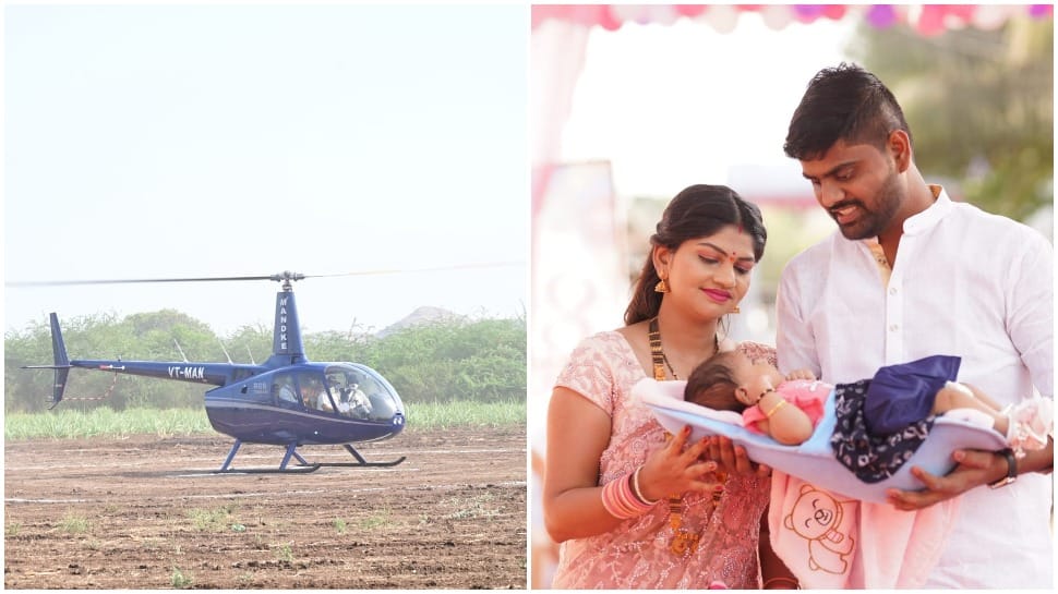 Family gives grand welcome arranging chopper for newborn baby girl- Watch