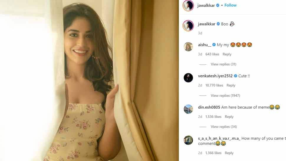 Priyanka Jawalkar recently shared a pic on Instagram, wherein she can be seen hiding behind curtains, and she even came up with an adorable caption, which read 'Boo'.  Venkatesh Iyer meanwhile, chipping in with a comment which has sparked dating rumours since. He wrote 'Cute' on the Telugu actress' pic, after which she replied, 