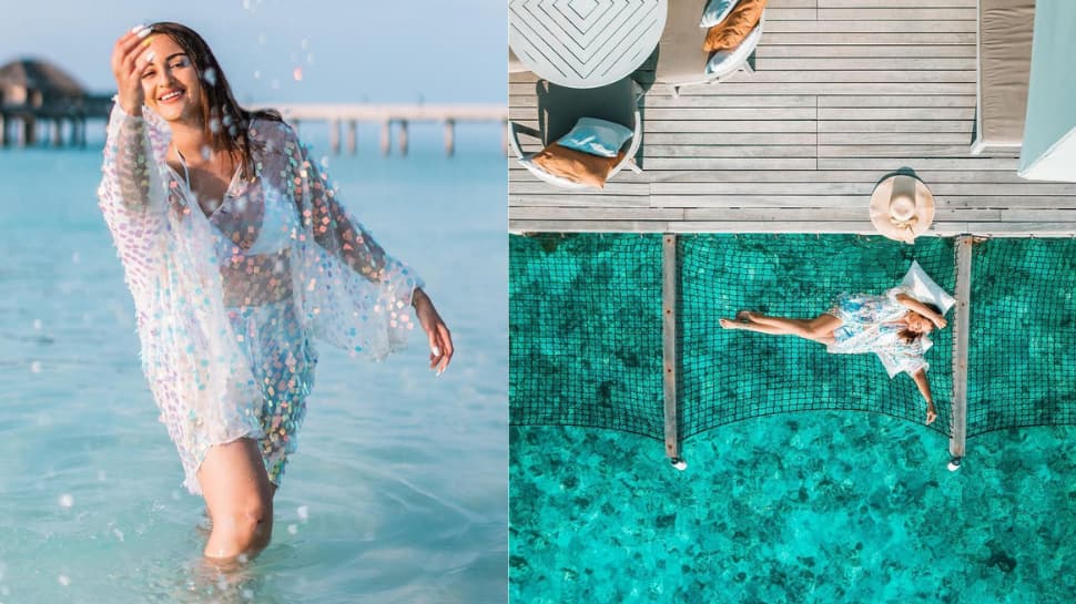Sonakshi Sinha looks like a mermaid in shimmery bikini set, oozes oomph at  the beach: PICS | News | Zee News
