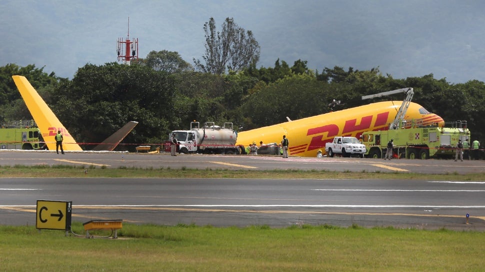 Watch: DHL&#039;s Boeing plane crash lands in Costa Rica, splits in two after emergency landing