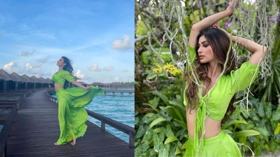 Mouni Roy looks like a vision in satin green outfit