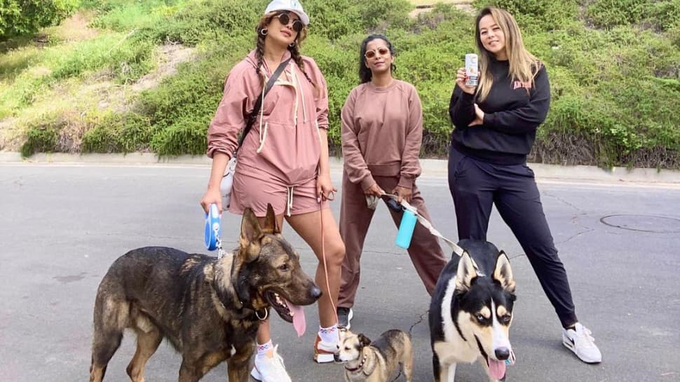 Priyanka Chopra enjoys a &#039;Soul Sunday&#039; with her girls and pups, wears rose pink shorts and jacket